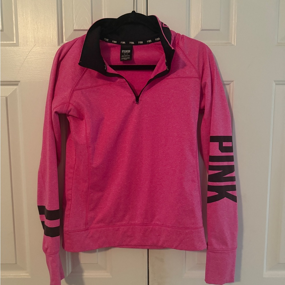 Victoria's Secret Hot Pink Long Sleeve 1/4 Zip Sweatshirt Medium